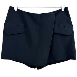 Women's Maeve Black Skort Tailored Faux Wrap Pockets Skirt Built In Short sz 14